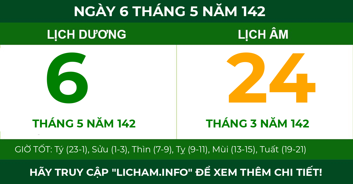 lịch âm ngày 6 tháng 5 năm 142