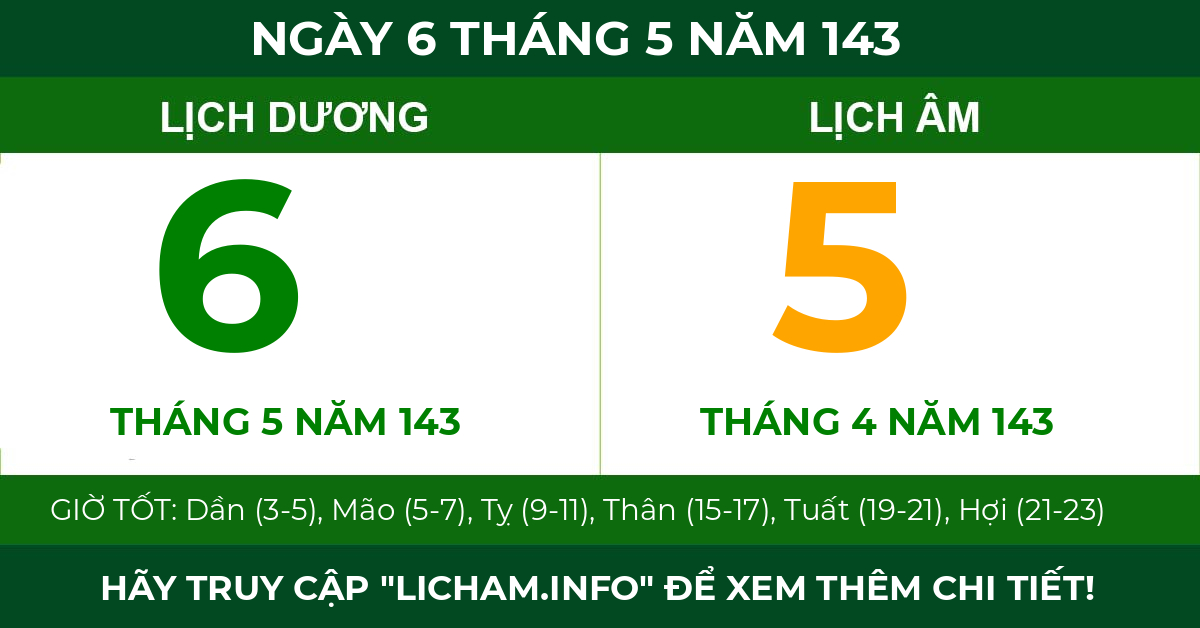 lịch âm ngày 6 tháng 5 năm 143