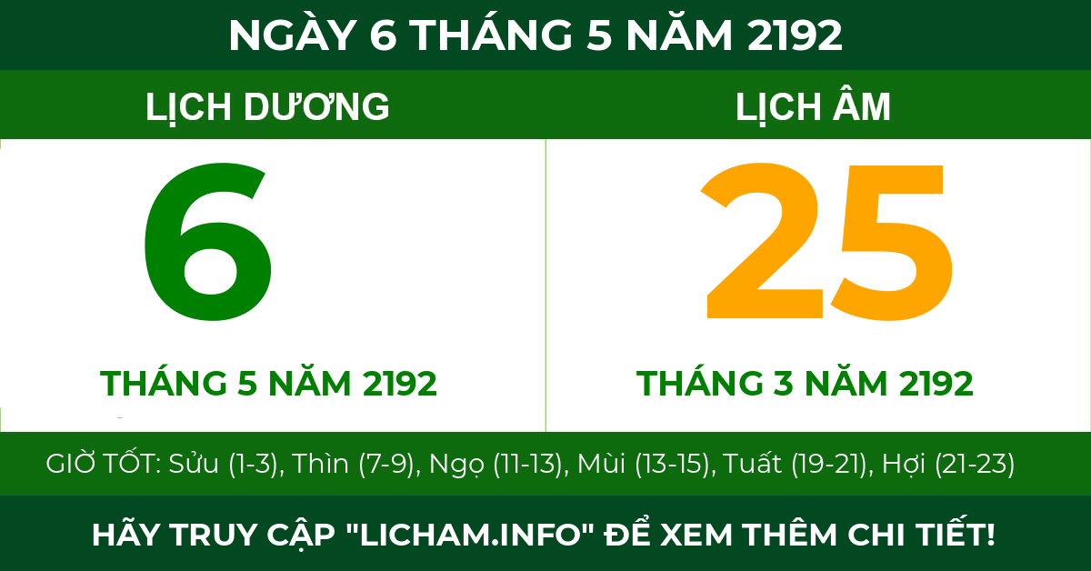 lịch âm ngày 6 tháng 5 năm 2192