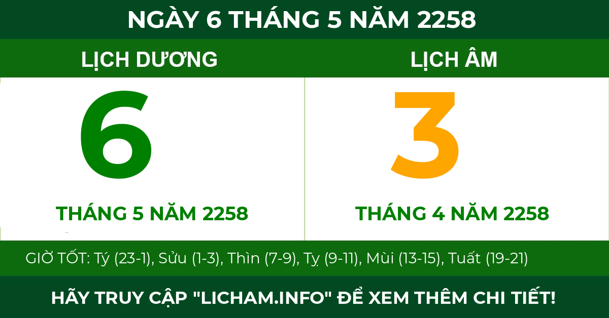 lịch âm ngày 6 tháng 5 năm 2258