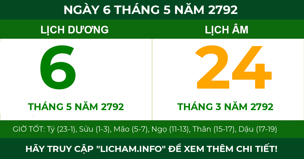 lịch âm ngày 6 tháng 5 năm 2792