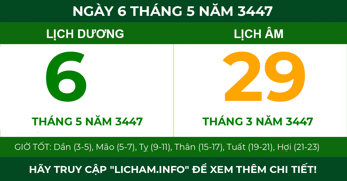 lịch âm ngày 6 tháng 5 năm 3447