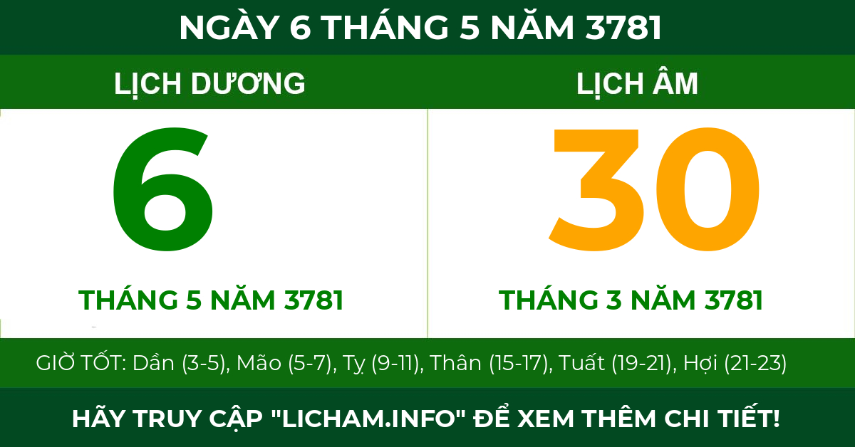 lịch âm ngày 6 tháng 5 năm 3781