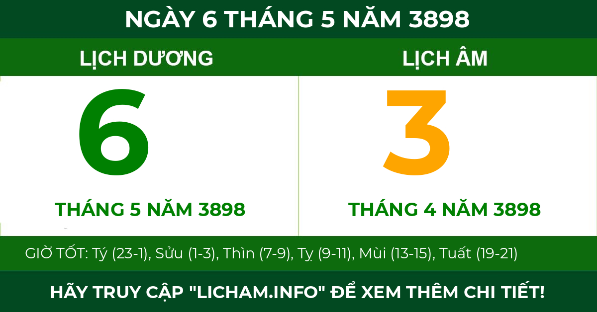 lịch âm ngày 6 tháng 5 năm 3898