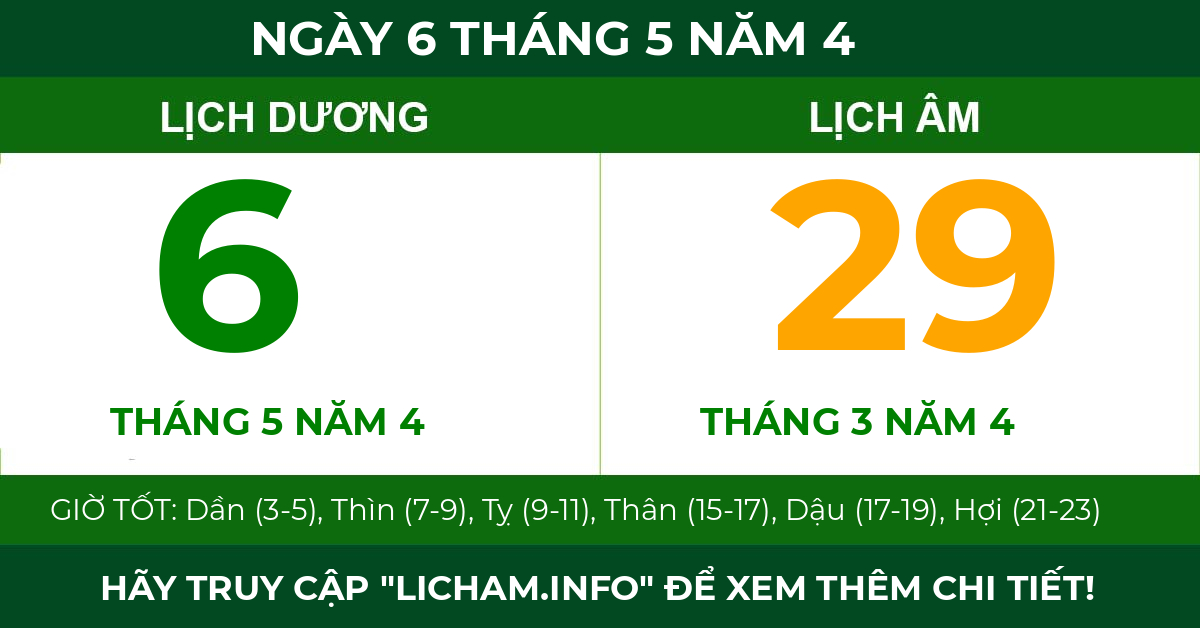 lịch âm ngày 6 tháng 5 năm 4