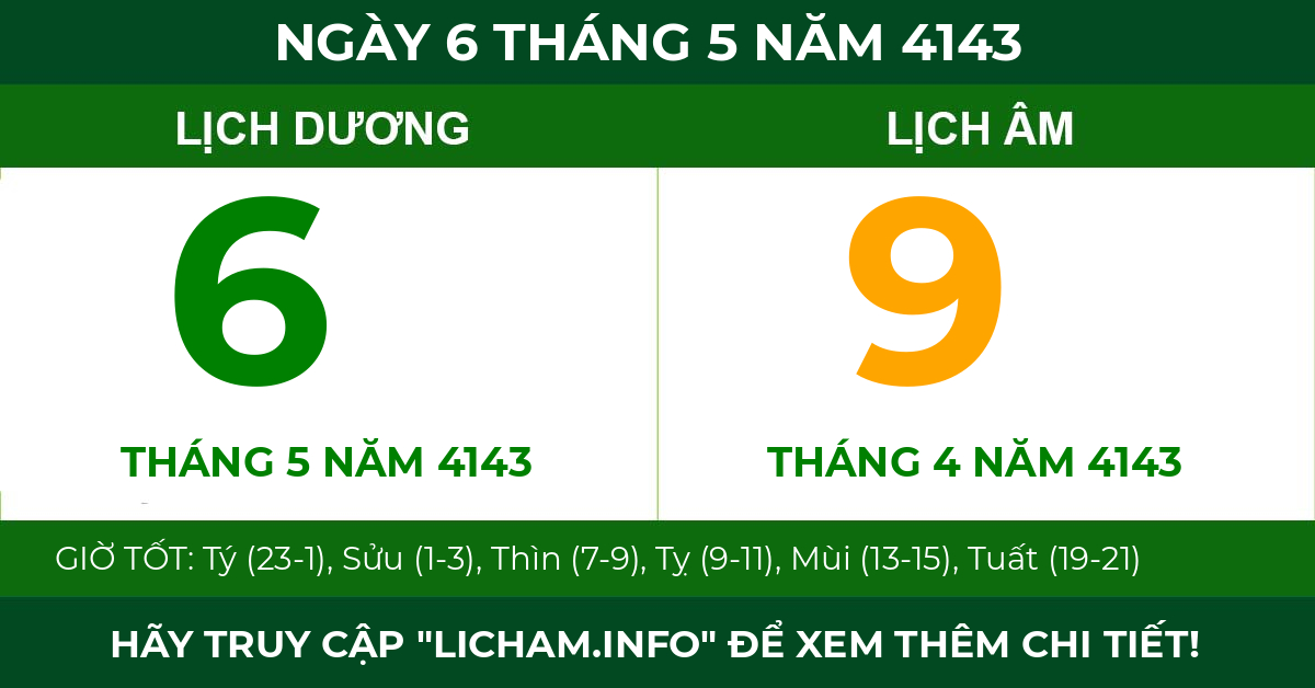 lịch âm ngày 6 tháng 5 năm 4143