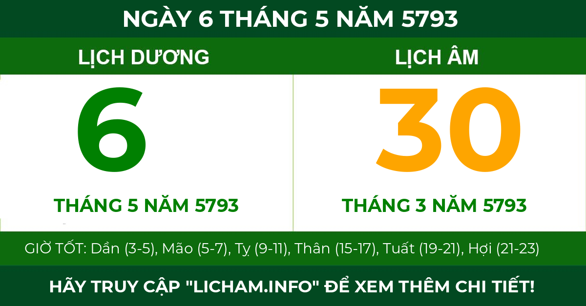 lịch âm ngày 6 tháng 5 năm 5793