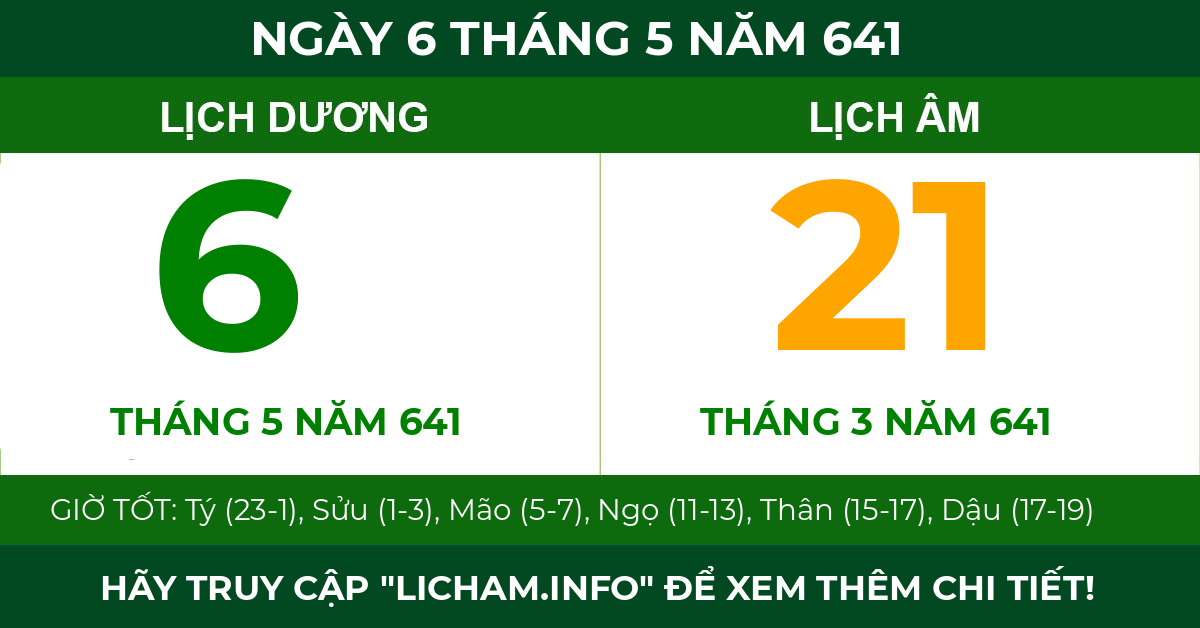 lịch âm ngày 6 tháng 5 năm 641