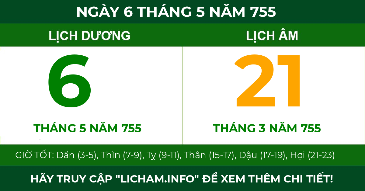 lịch âm ngày 6 tháng 5 năm 755