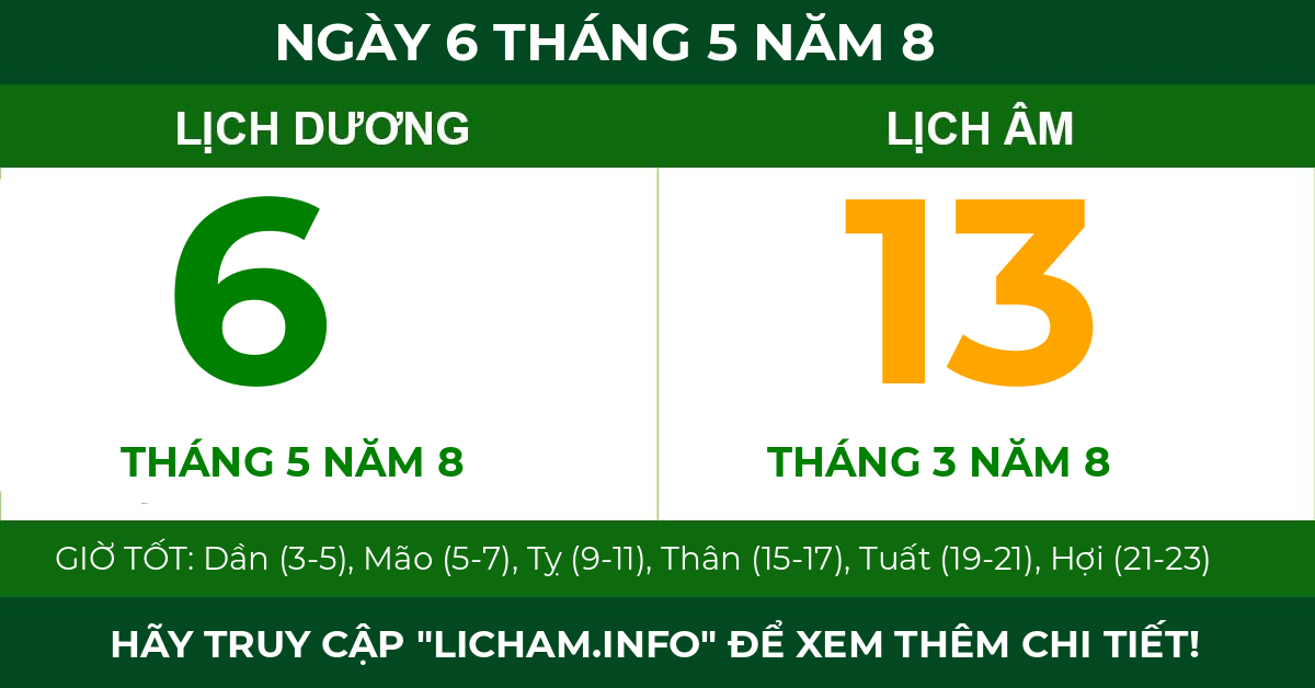 lịch âm ngày 6 tháng 5 năm 8