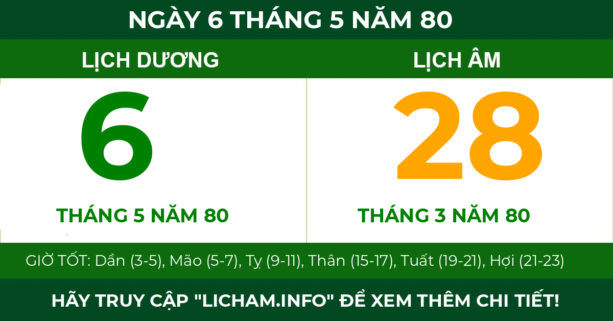 lịch âm ngày 6 tháng 5 năm 80