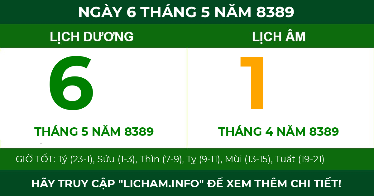 lịch âm ngày 6 tháng 5 năm 8389