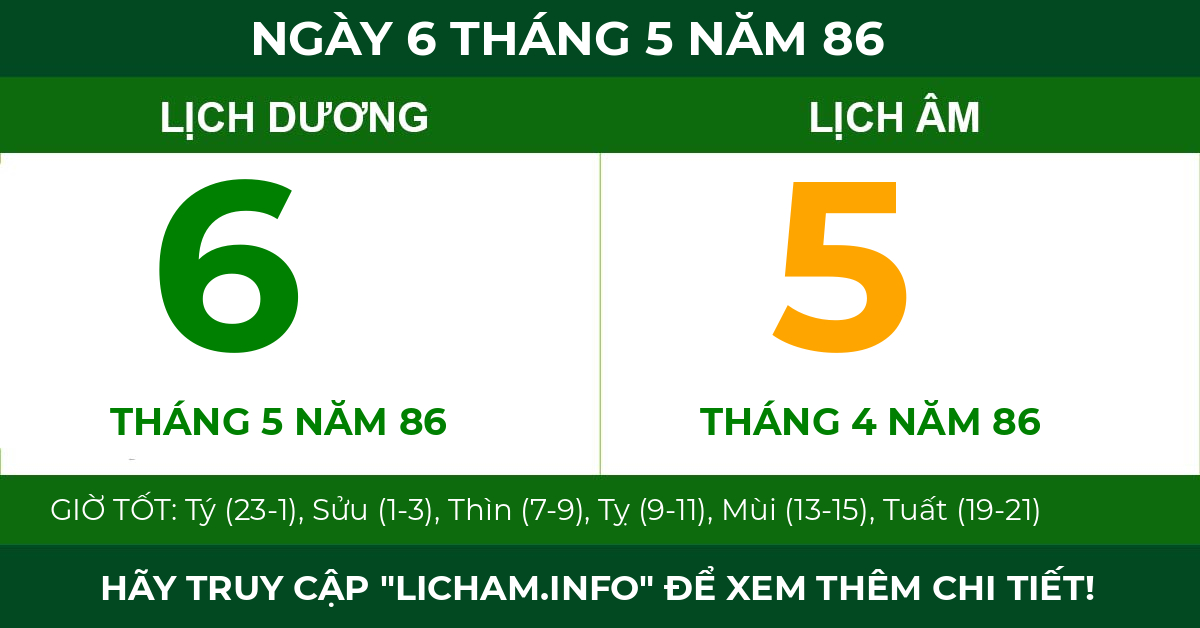 lịch âm ngày 6 tháng 5 năm 86