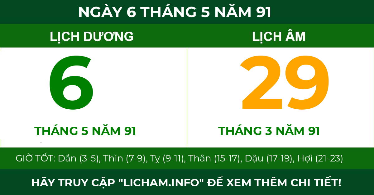 lịch âm ngày 6 tháng 5 năm 91