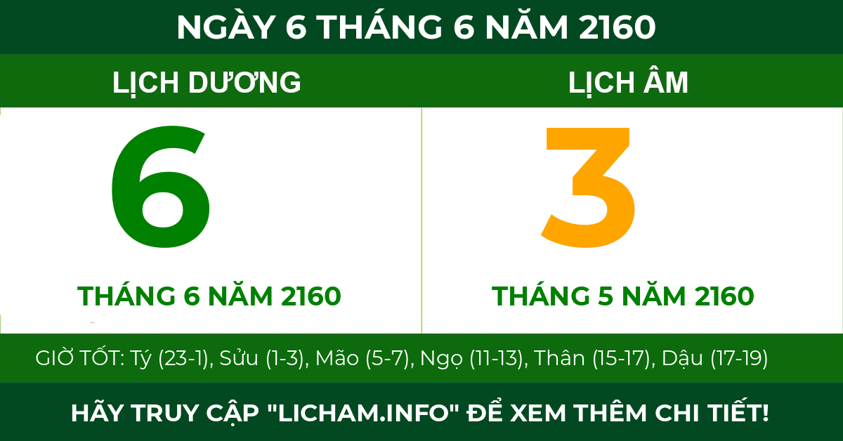 lịch âm ngày 6 tháng 6 năm 2160