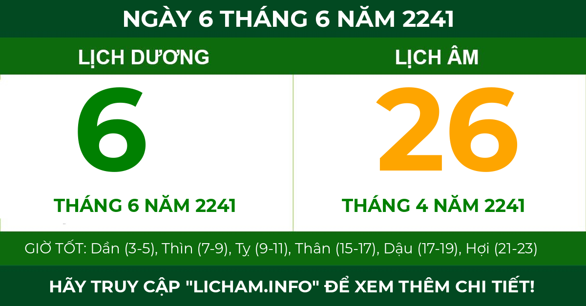lịch âm ngày 6 tháng 6 năm 2241