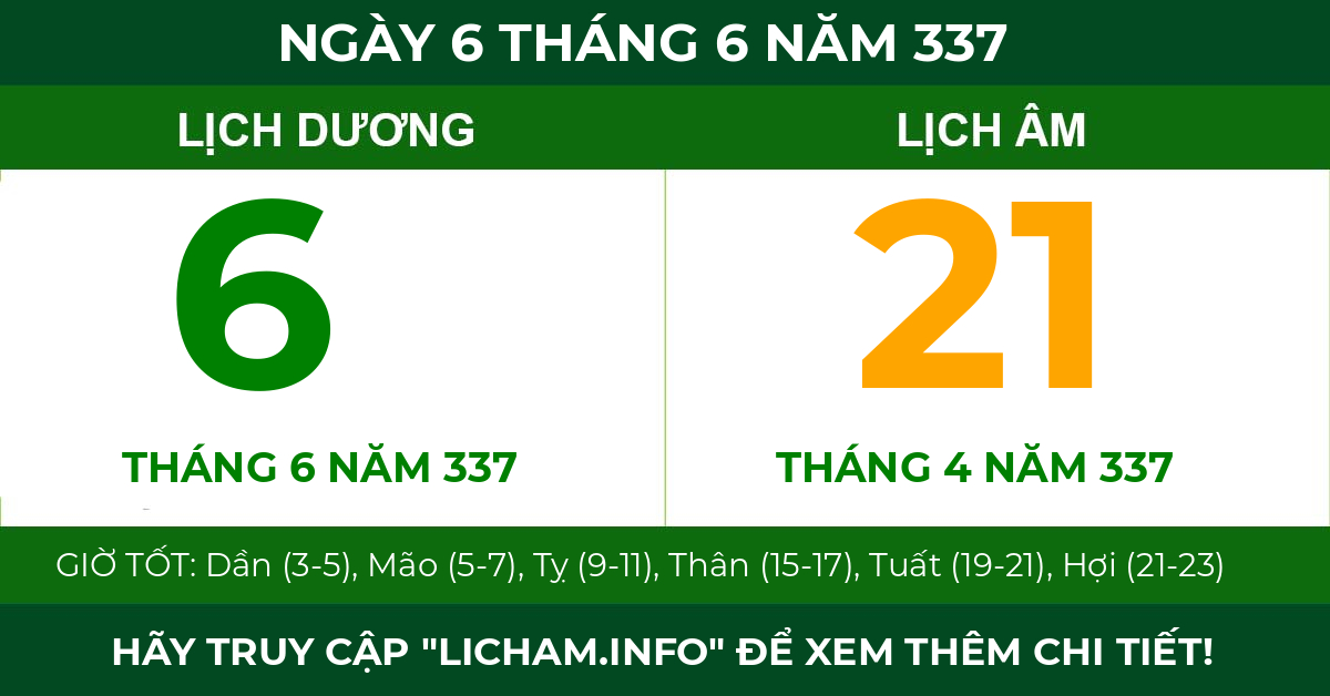lịch âm ngày 6 tháng 6 năm 337