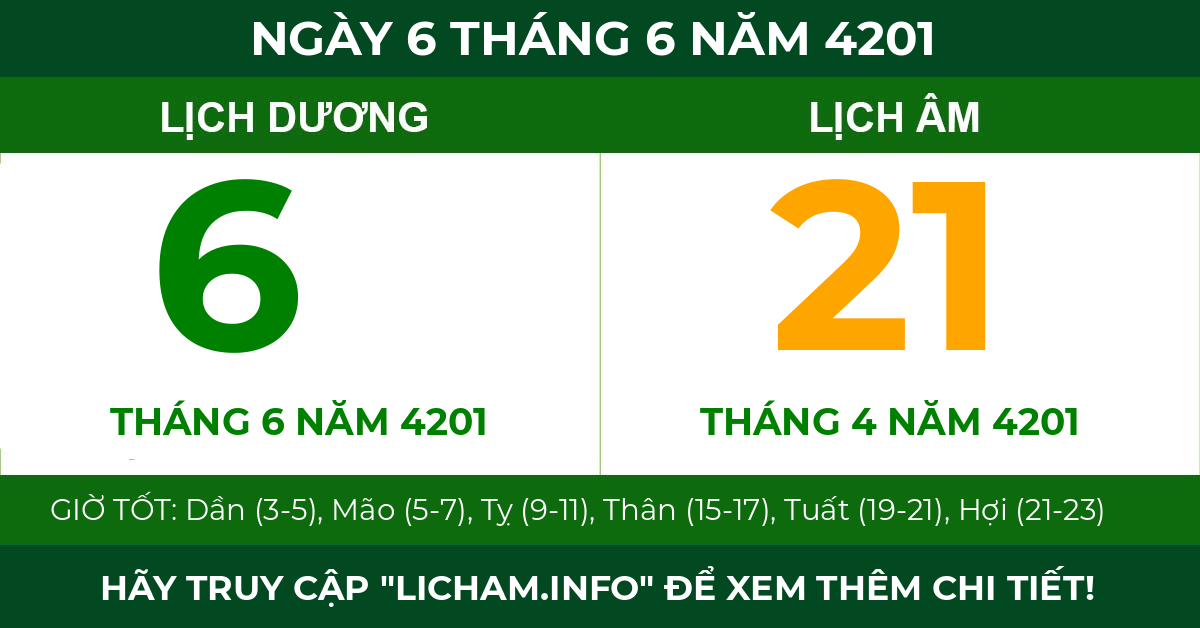 lịch âm ngày 6 tháng 6 năm 4201
