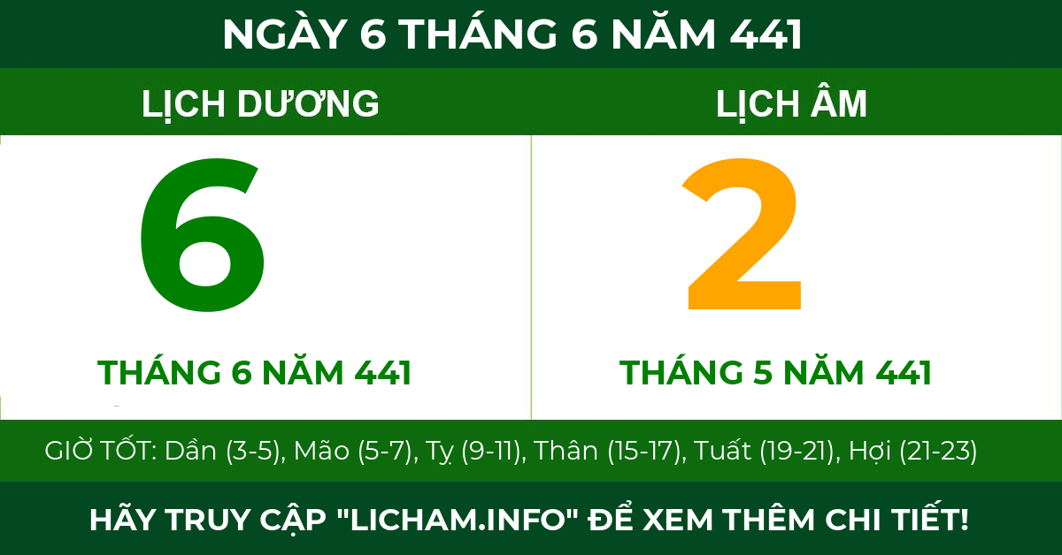 lịch âm ngày 6 tháng 6 năm 441