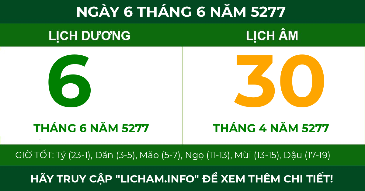 lịch âm ngày 6 tháng 6 năm 5277