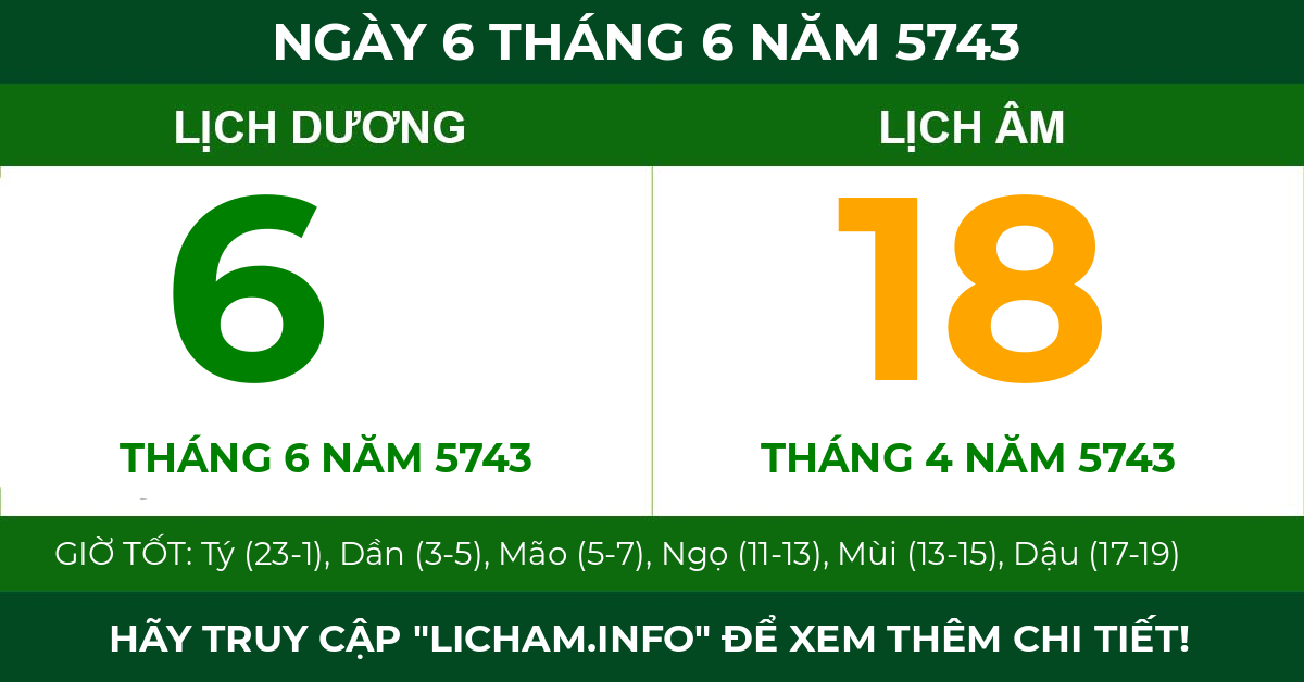 lịch âm ngày 6 tháng 6 năm 5743