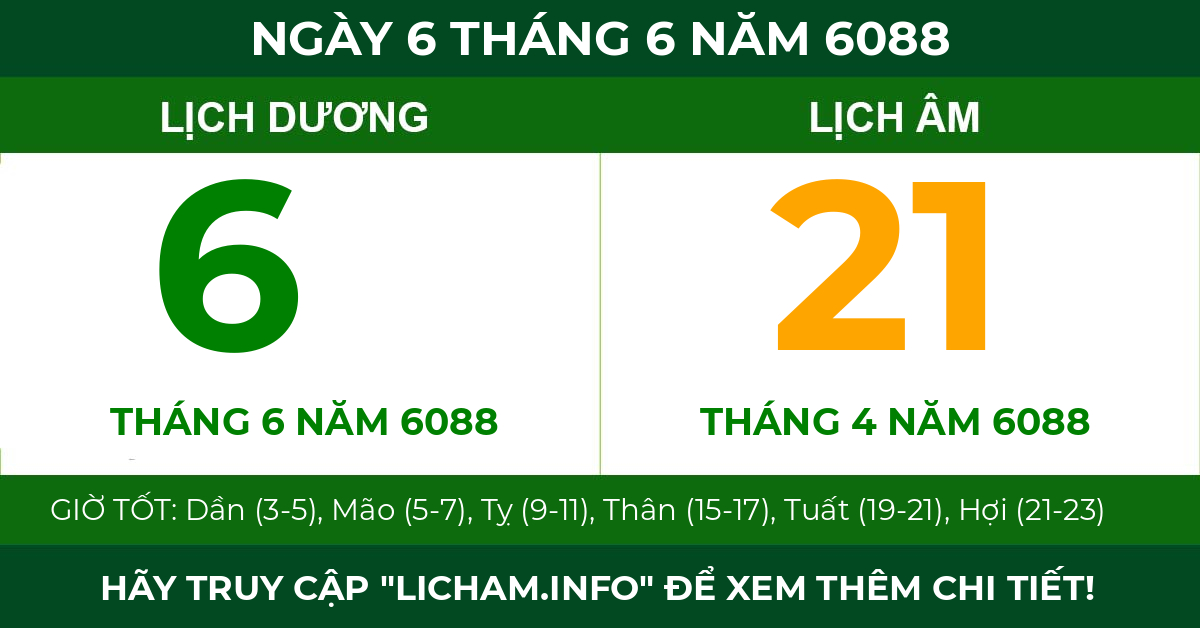 lịch âm ngày 6 tháng 6 năm 6088