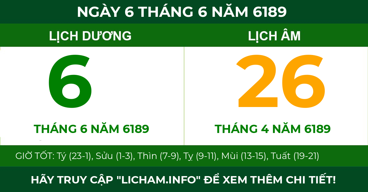 lịch âm ngày 6 tháng 6 năm 6189