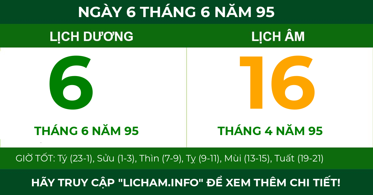 lịch âm ngày 6 tháng 6 năm 95
