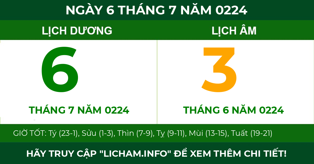 lịch âm ngày 6 tháng 7 năm 0224