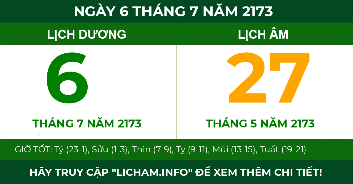 lịch âm ngày 6 tháng 7 năm 2173