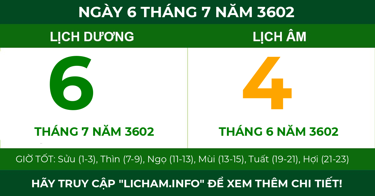 lịch âm ngày 6 tháng 7 năm 3602