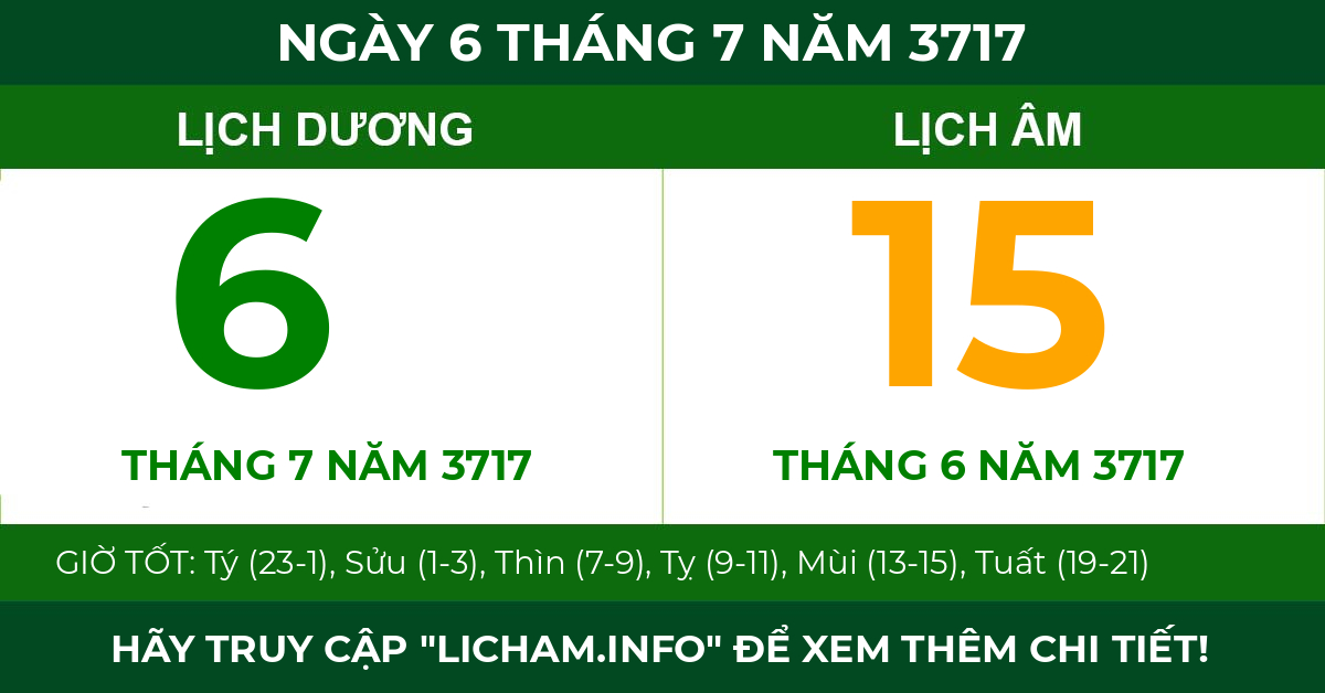 lịch âm ngày 6 tháng 7 năm 3717