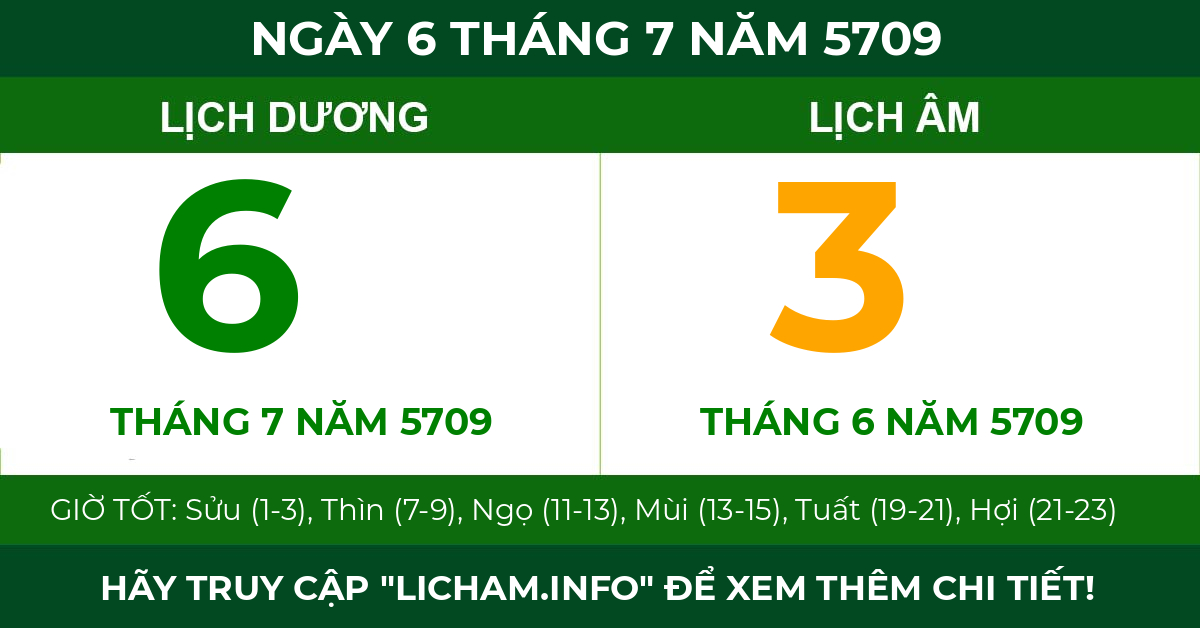 lịch âm ngày 6 tháng 7 năm 5709