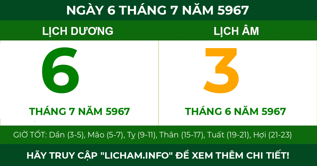 lịch âm ngày 6 tháng 7 năm 5967