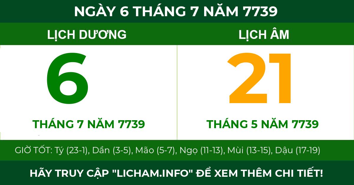 lịch âm ngày 6 tháng 7 năm 7739