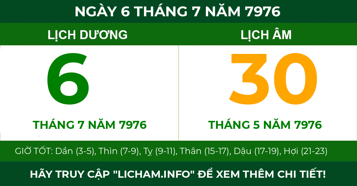 lịch âm ngày 6 tháng 7 năm 7976