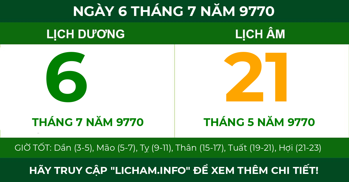 lịch âm ngày 6 tháng 7 năm 9770