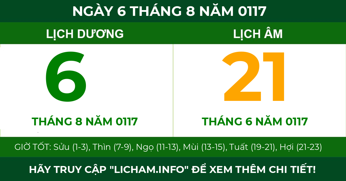 lịch âm ngày 6 tháng 8 năm 0117