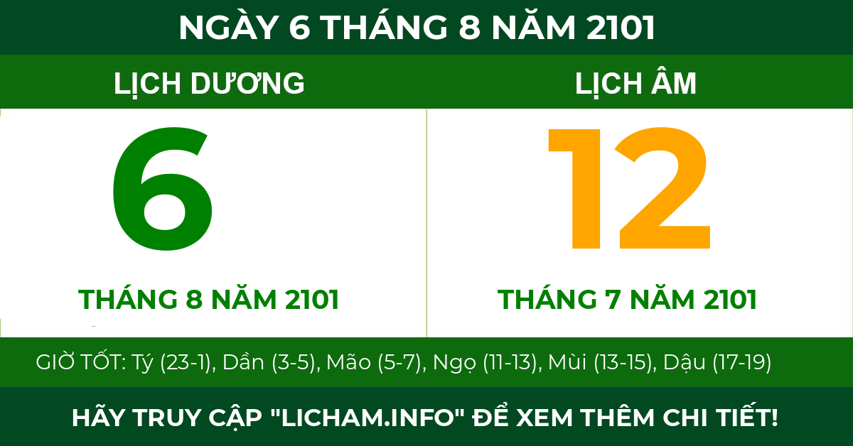 lịch âm ngày 6 tháng 8 năm 2101
