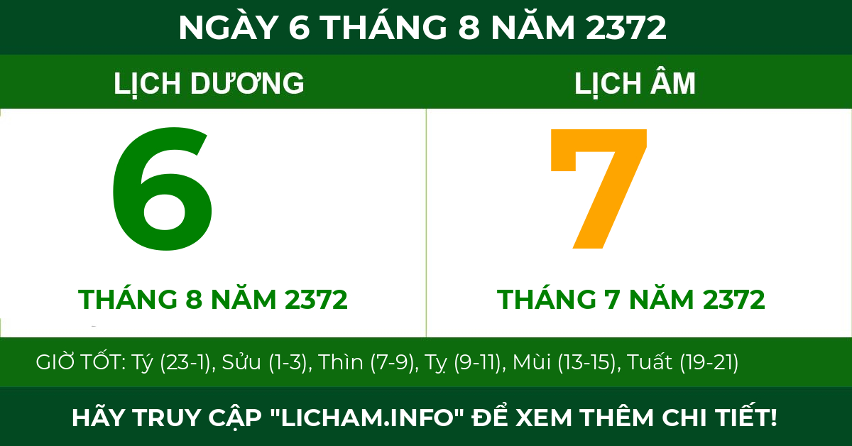 lịch âm ngày 6 tháng 8 năm 2372
