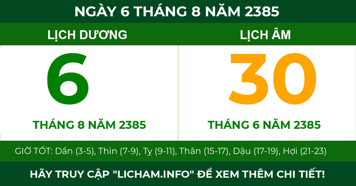 lịch âm ngày 6 tháng 8 năm 2385