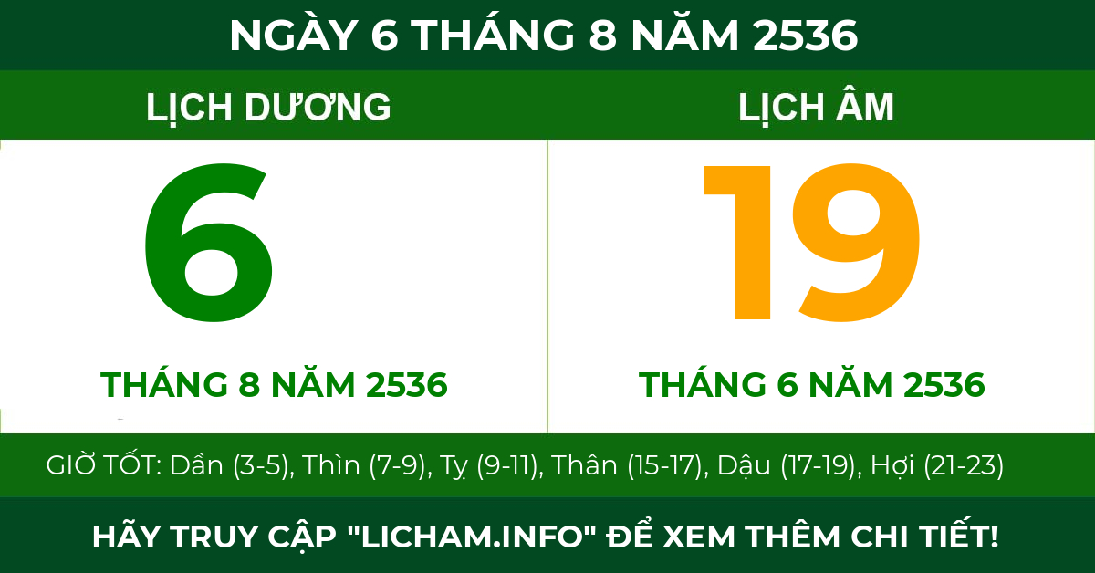 lịch âm ngày 6 tháng 8 năm 2536