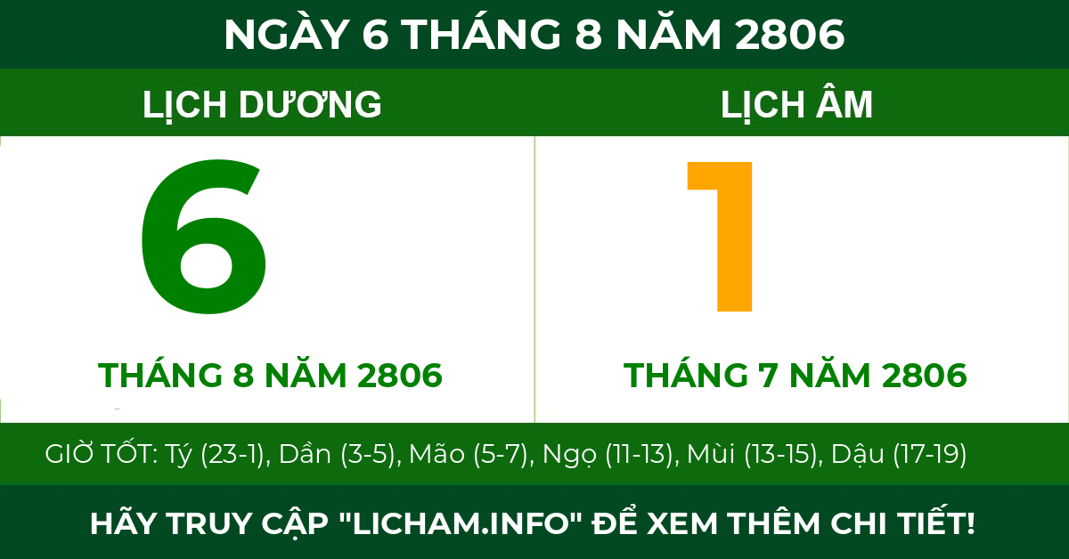 lịch âm ngày 6 tháng 8 năm 2806
