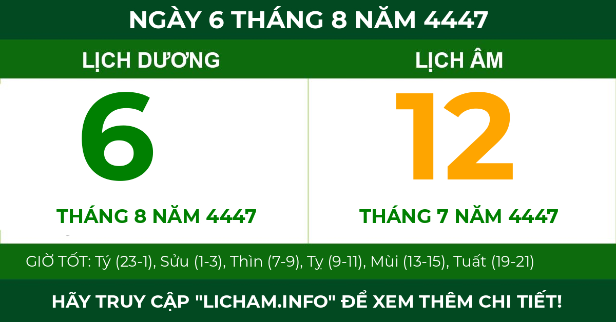 lịch âm ngày 6 tháng 8 năm 4447