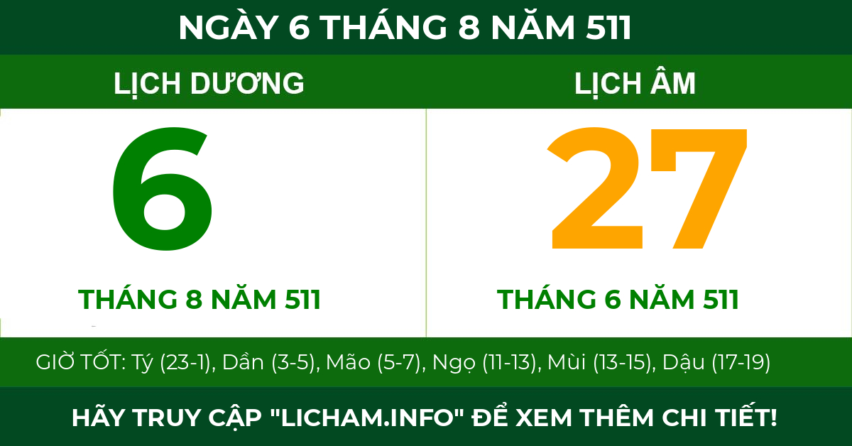 lịch âm ngày 6 tháng 8 năm 511