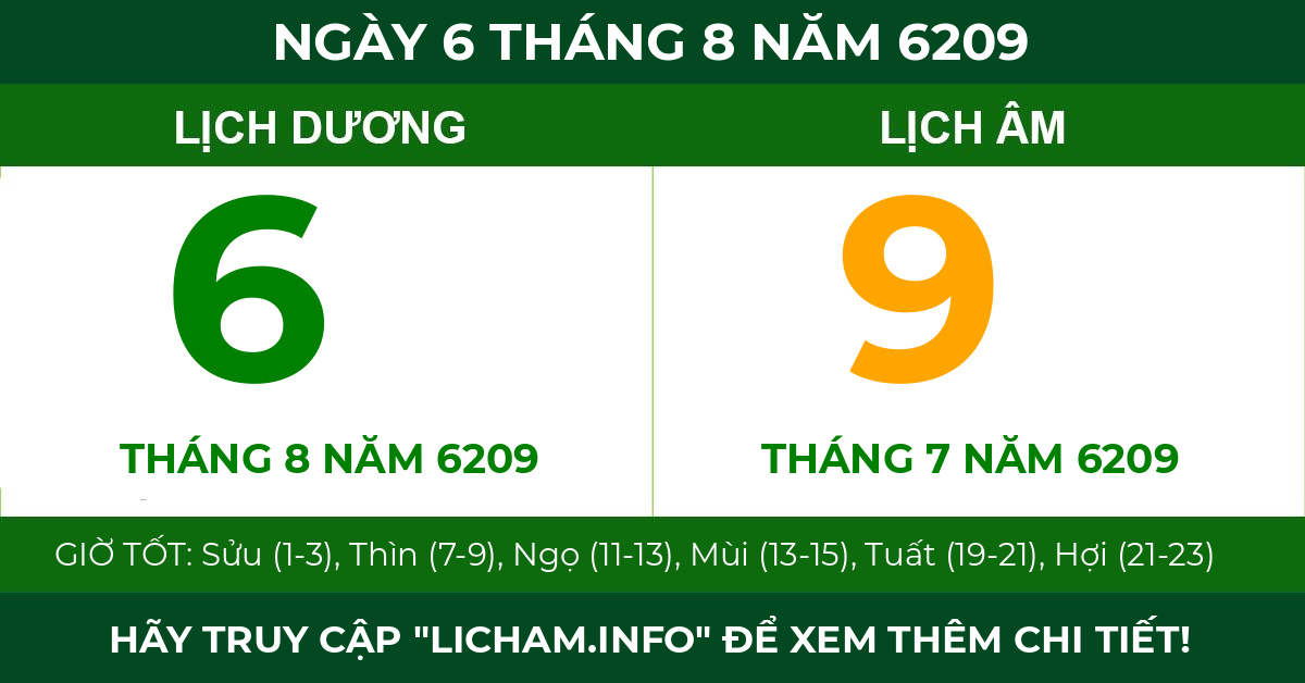 lịch âm ngày 6 tháng 8 năm 6209