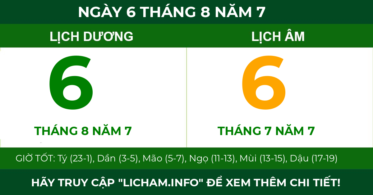 lịch âm ngày 6 tháng 8 năm 7