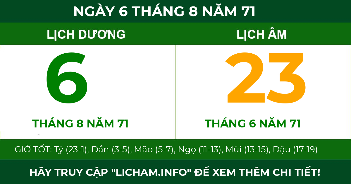 lịch âm ngày 6 tháng 8 năm 71