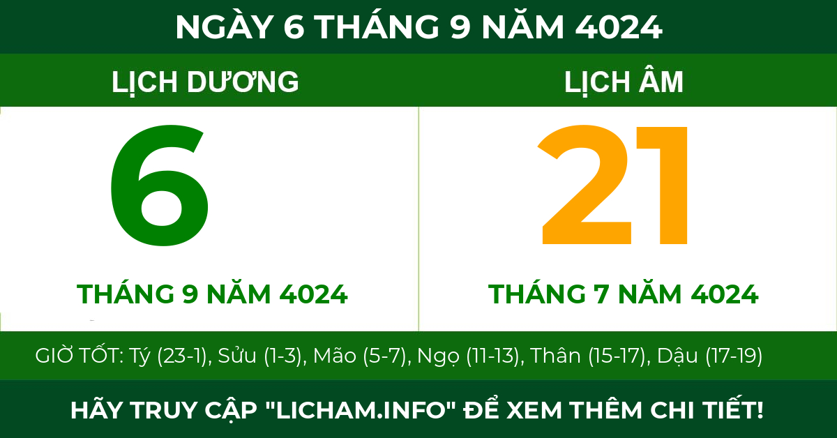 lịch âm ngày 6 tháng 9 năm 4024