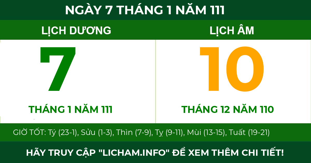 lịch âm ngày 7 tháng 1 năm 111